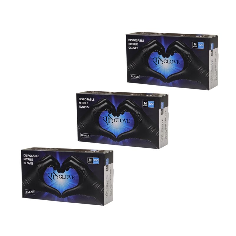 دستکش نیتریل غیر پودری تی تی گلاو مدل tt3m سایز متوسط (m) بسته 3 عددی